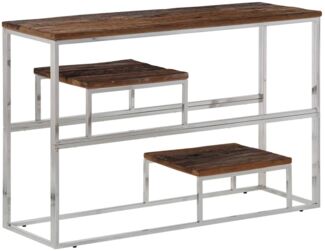 Konsolentisch, Beistelltisch, Konsole Silbern Edelstahl und Massivholz