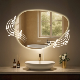 CLP Badspiegel Almafie Anti-Beschlag LED dimmbar 3 Licht-Modi mit und ohne Bluetooth,mit Bluetooth
