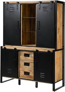 Buffet Mango 150x55x200 natur lackiert / Metall schwarz BLACKBURN #106