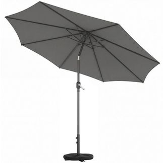 Outsunny Sonnenschirm mit Kurbel, Kreuzfuß, Sandsack, LxB: 295x295 cm, Balkonschirm, Gartenschirm, für Garten Balkon Terrasse Dunkelgrau