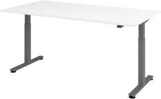 bümö elektrisch höhenverstellbarer Schreibtisch weiß 200x100 cm, Gestell: Graphit - Büroschreibtisch höhenverstellbar elektrisch, elektrischer Bürotisch & Gaming Tisch, Stehschreibtisch, XMST-2E-W-G
