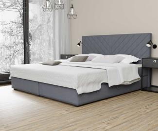 Boxspringbett Schlafzimmerbett BELCORA 200x220cm Stoff Steel inkl. Bettkasten