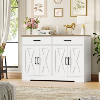 HOMECHO Buffet 120cm Breit Küchenschrank mit Arbeitsplatten, 2 Schubladen, 4 Türen