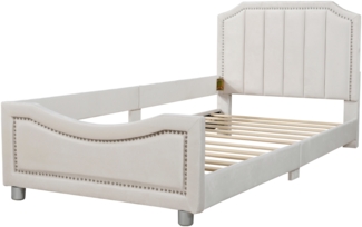 ComfortXL Kinderbett-O2299, Holz halbmassiv, Beige, 204x147x60cm