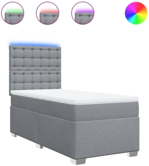vidaXL Boxspringbett mit Matratze Hellgrau 80x200 cm Stoff 3292629