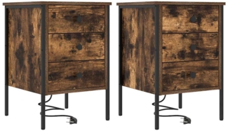 vidaXL Nachttisch 2 pcs Räuchereiche 42 x 41 x 61 cm Holzwerkstoff 859485