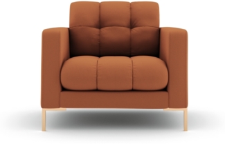 Micadoni Sessel Mamaia 1-Sitzer Strukturierter Stoff Ziegel Metall Gold