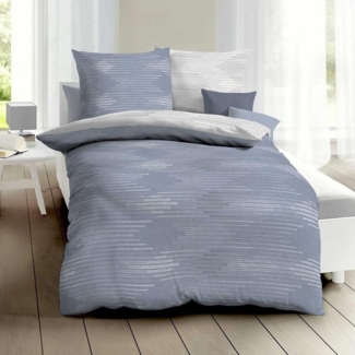 TRAUMSCHLAF Bettwäsche Ikat, Biber, 3 teilig, wunderbar kuschelige Biber Bettwäsche