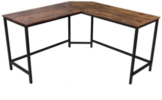 VENDOMNIA Eckschreibtisch L Form - industrial Design, aus Metall (135x50 cm, Schwarz Braun, Computertisch Bürotisch Arbeitstisch Büro Vintage Retro Laptop PC)