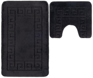 Ribelli Badematte Badezimmerteppich Set 2tlg, Badezimmermatte Rutschfest, Santorini, 50x80 + 50x40, Badteppich Waschbar