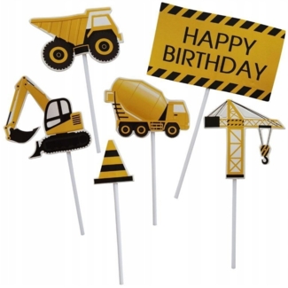 Festivalartikel Tortenstecker Baumaschinen Topper Set 8 Stk Geburstag Torten Deko Kuchen Junge