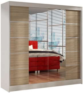 Sofnet Kleiderschrank Basti V (mit Spiegel, Schiebetüren und Kleiderstange) Schwebetürenschrank mit 2 Türen, Schiebetürenschrank - 200x215x58 cm