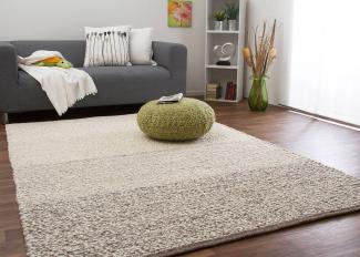 Handweb Teppich Waldsee, Farbe: Creme Braun gestreift, Größe: 170x240 cm