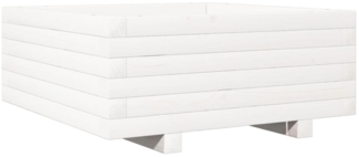 vidaXL Pflanzkübel Weiß 60x60x26,5 cm Massivholz Kiefer 847299