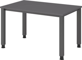 bümö manuell höhenverstellbarer Schreibtisch 120x80 cm in Graphit, Metall-Gestell: Graphit - PC Tisch höhenverstellbar & belastbar bis 140 kg, Büro- und Computertisch klein, QS-12-G-G