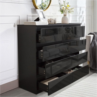 HTI-Living Kommode Sideboard Kenji 8 Schubladen Hochglanz Schwarz (Stück, 1 St, 1 Sideboard), Kommode