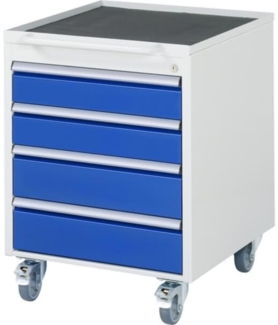 Rau Rollcontainer 580 x 650 x 745 mm 4xSchub-TA lichtgrau/enzianblau