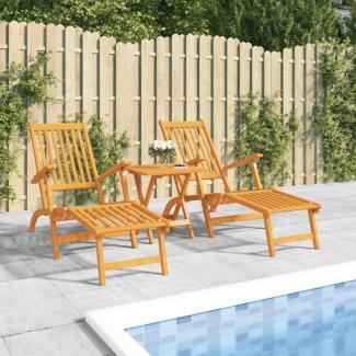 vidaXL Gartenliegen mit Fußteil 2 Stk. Massivholz Akazie 3120438