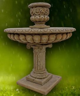 Casa Padrino Barock Gartenbrunnen Dunkelgrau Ø 114 x H. 137 cm - Prunkvoller runder Springbrunnen mit Blumentopf
