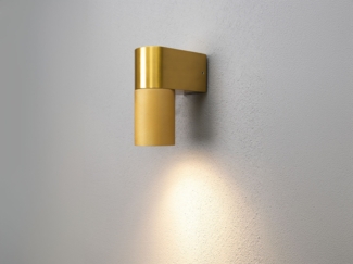 KONSTSMIDE Temi Außenwandleuchte goldfarben IP54 GU10 downlight 6,5 x 11,5 x 14,5 cm