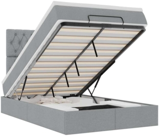 vidaXL Ottoman-Bett mit Matratze & LEDs Hellgrau 120x200 cm Stoff 3314079