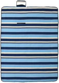 vidaXL Picknickdecke Faltbar Blau und Weiß Gestreift 200x150 cm Samt 4004206