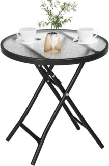 EUGAD Klapptisch (1-St), Beistelltisch klappbar, aus Glas&Metall, rechteckig