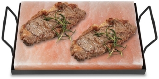 Clanmacy Grill-Salzstein Salzstein mit Halter 30x20x3cm Hochwertiger CHEF Set Fisch BBQ (1-St)