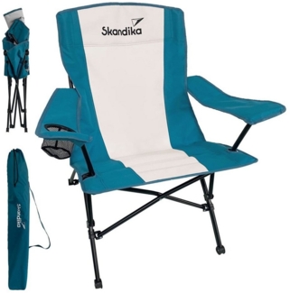 Skandika Campingstuhl Kolari, Faltstuhl, Klappstuhl, Anglerstuhl, Gartenstuhl, Outdoor, Faltstuhl mit Getränkehalter, Tragetasche und Breiten Armlehnen