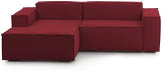 Dmora Sofa mit Halbinsel Assurte, modulares Sofa mit linker Chaiselongue, modernes Stoffsofa, 100 % Made in Italy, 240 x 170 x 70 cm, Rot
