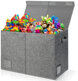 BTTO Aufbewahrungsbox Aufbewahrungsbox mit Deckel,Spielzeug Aufbewahrung mit Griffen (1 St), Spielzeugkiste Kinder,zusammenklappbar für Kinderzimmer,Grau,Große