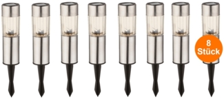 Solarleuchte Garten 8er Set Wegeleuchte Edelstahl Solarlampe Außen Leuchte Solar