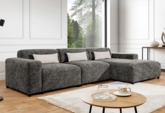 AX LIVING Couch Grau L Form Jughlio 331cm breit stilvoll & geräumig R