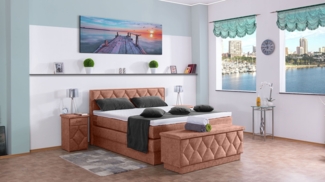 Meisterbetten Boxspringbett Yara 120x200 in DS-Altrosa, Matratzenbezug Nano, Ergoflex-Topper