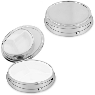 kwmobile Pillendose kwmobile 2x Edelstahl Pillendose mit 3 Fächern - 5,2 x 1,7cm - runde (2 St), 2x Edelstahl Pillendose mit 3 Fächern - runde Tablettendose Box