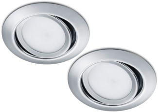 Runder LED Einbaustrahler Decke Doppelpack schwenkbar Chrom glänzend 5 Watt