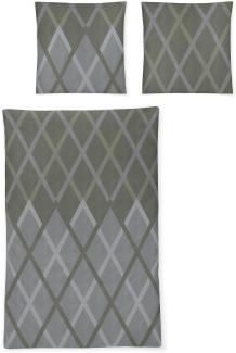 Irisette Edel-Feinbiber Bettwäsche Set Koala 8409 grün 140 x 200 cm + 1 x Kissenbezug 90 x 70 cm