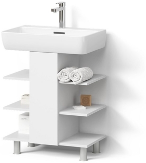 Livinity® Waschbeckenunterschrank Fucino, Weiß, 60 x 70 cm mit 6 Ablage