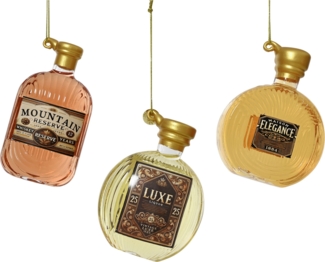 Decoris Weihnachtskugel aus Glas Whisky 10 cm 3-fach sortiert