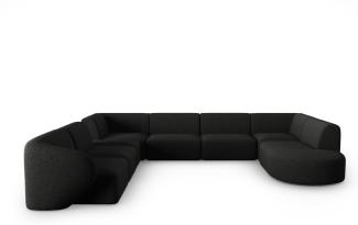 Micadoni Modulares Panorama Ecksofa Shane 8-Sitzer Links Chenille Schwarz Melange