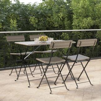 vidaXL Bistrostühle 4 Stk. Klappbar Grau Poly Rattan und Stahl 3152118