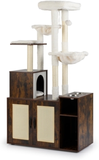 Kratzbaum mit Verstecker Katzenklo & 2 Hängematten & Aussichtsplattform Katzenbaum Braun