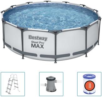 Steel Pro MAX™ Frame Pool Set mit Filterpumpe Ø 366 x 100 cm, lichtgrau, rund