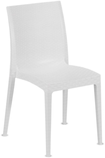 Dmora Set mit 4 Gartenstühle Ormea, Platzsparende Outdoor-Stühle, Stapelbar, Ideal für Garten und Terrasse, Made in Italy, 42x48 h81 cm, Weiß