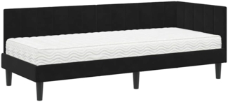 vidaXL Eckbettgestell mit Matratze Schwarz 80 x 200 cm Samt 3393883