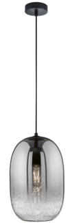 FISCHER & HONSEL LED Pendelleuchte, Leuchtmittel dimmbar, LED wechselbar, Warmweiß, Kugel-Lampe einflammig oval mit Rauch-Glas Lampenschirm Ø 20cm klein