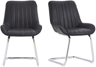SeedWave Freischwinger 2er Set, Ergonomisch Gepolstert mit PU-Bezug, Robuste Stahlbeine, Rutschfest, Vertikale Ziernähte, Leicht Aufzubauen, Modernes Design