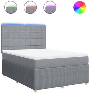 vidaXL Boxspringbett mit Matratze Hellgrau 140x190 cm Stoff 3294351