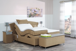 Meisterbetten Boxspringbett Huss 160x200 in VS-Beige, Matratzenbezug Nano, Ergoflex-Topper