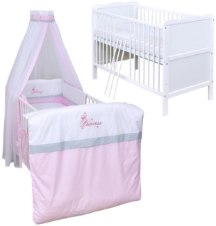 Baby-Delux Komplettbett Babybett Jack Komplettset, 10-tlg, Kinderbett 70x140 cm weiß, Bettset verschiedene Designs